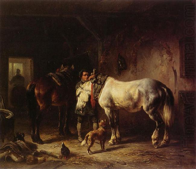 Wouterus Verschuur Saddling the horses oil painting picture